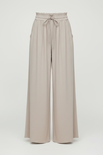Pantalon Jupe Gris Clair Ample Fluide Élégant Décontracté - Viscose - vue 3