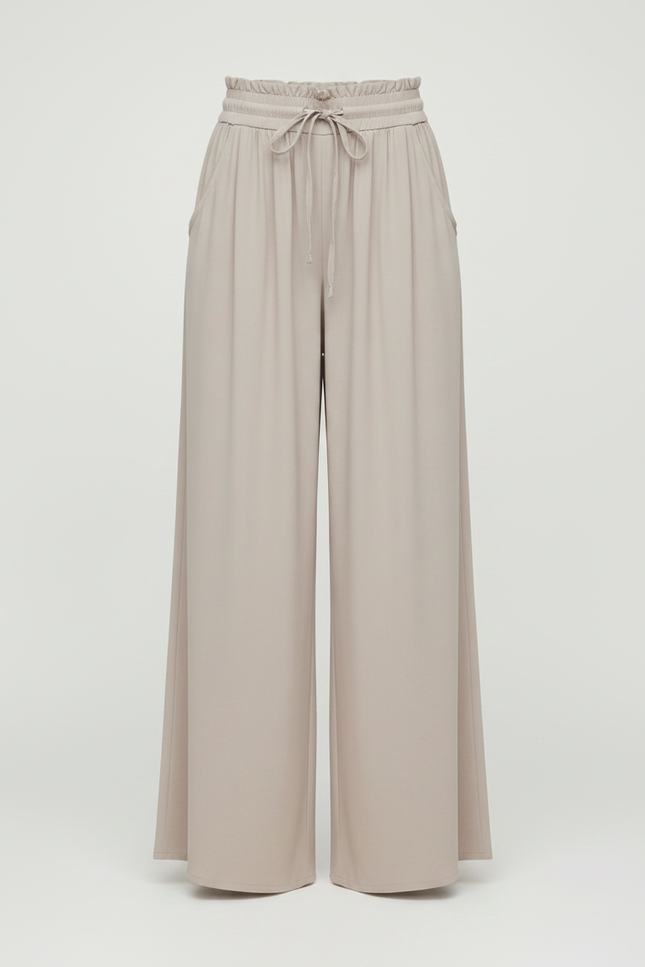 Pantalon Jupe Gris Clair Ample Fluide Élégant Décontracté - Viscose - vue 3