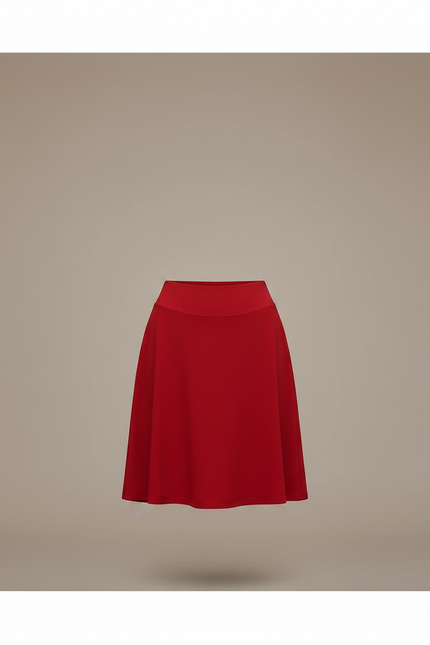 Pantalon Jupe Rouge Fluide Courte Plissée Élégante Femme - Noir Polyester - vue 3