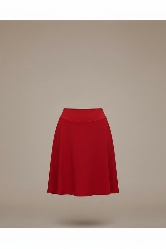 Pantalon Jupe Rouge Fluide Courte Plissée Élégante Femme - Noir Polyester - vue 3