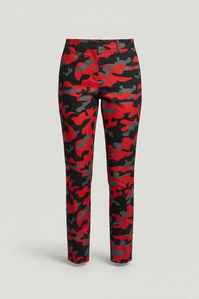 Pantalon Jupe Camouflage Rouge Noir Fluide Femme - Multicolore Maille - vue 3