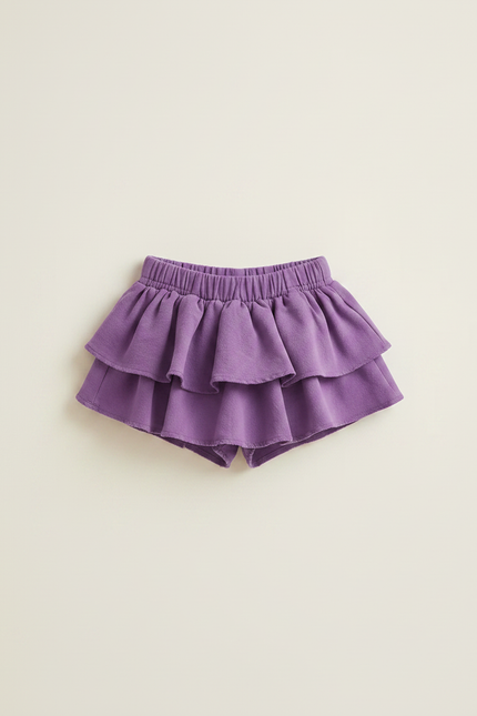 Pantalon Jupe Violet Volants Coton Confortable Enfant - Molleton - vue 3