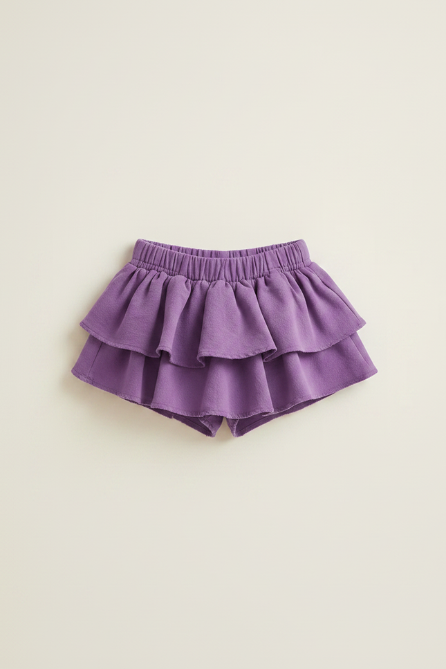 Pantalon Jupe Violet Volants Coton Confortable Enfant - Molleton - vue 3
