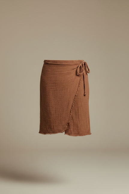 Pantalon Jupe Marron Lin Irrégulier Décontracté Homme - vue 3