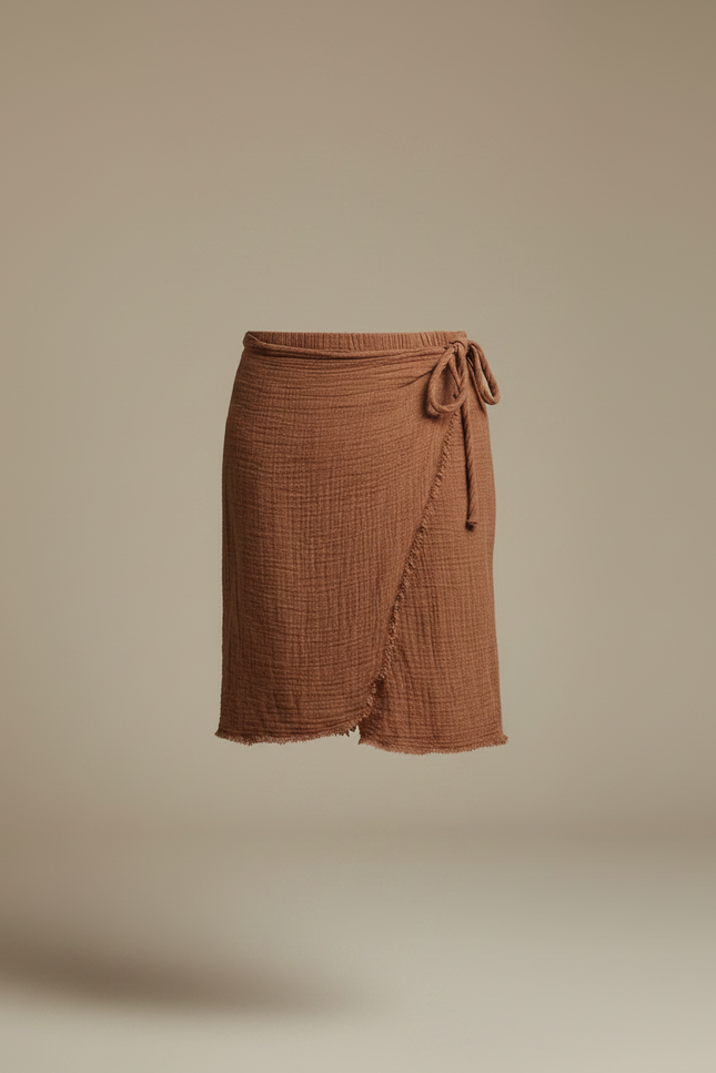 Pantalon Jupe Marron Lin Irrégulier Décontracté Homme - vue 3