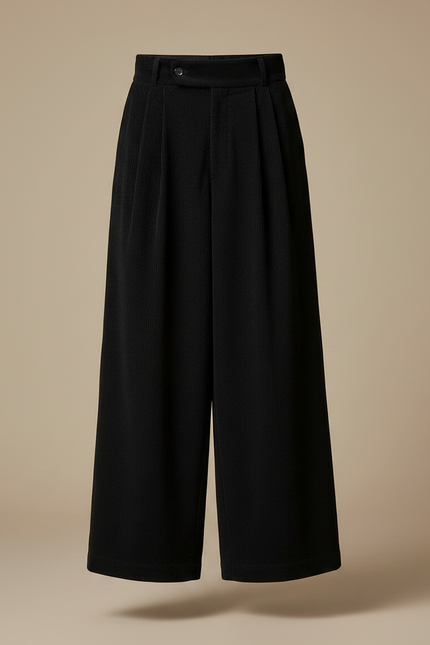 Pantalon Jupe Noir Plissé Long Évasé Homme - Cordé - vue 3