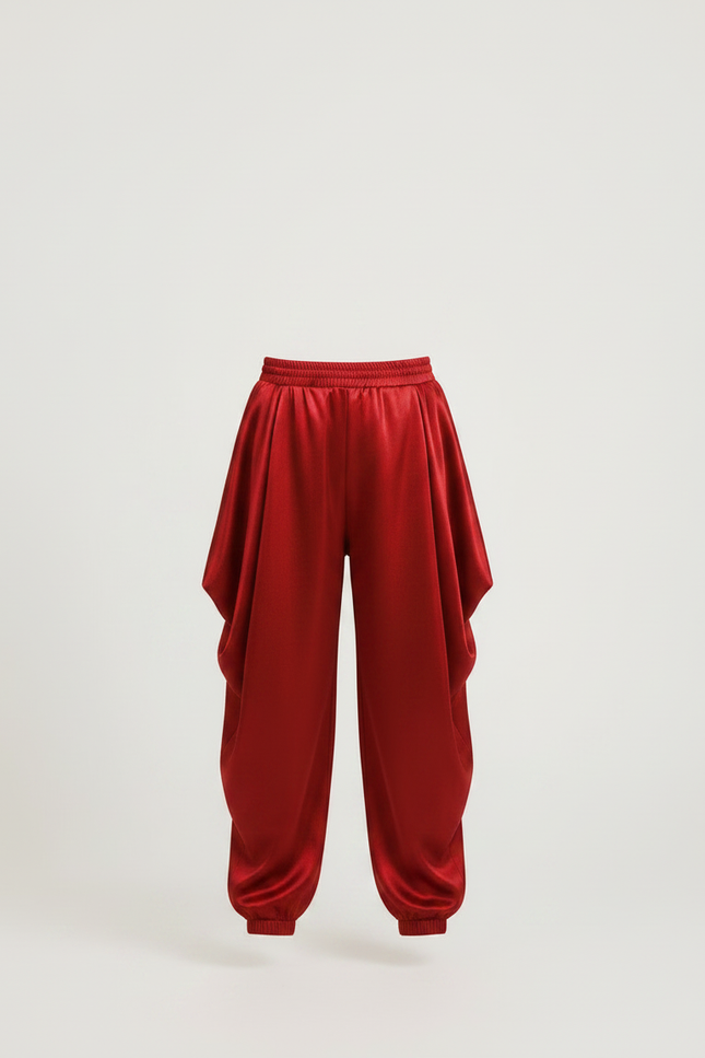 Pantalon Jupe Rouge Satiné Ample Bouffant Garçon - vue 3