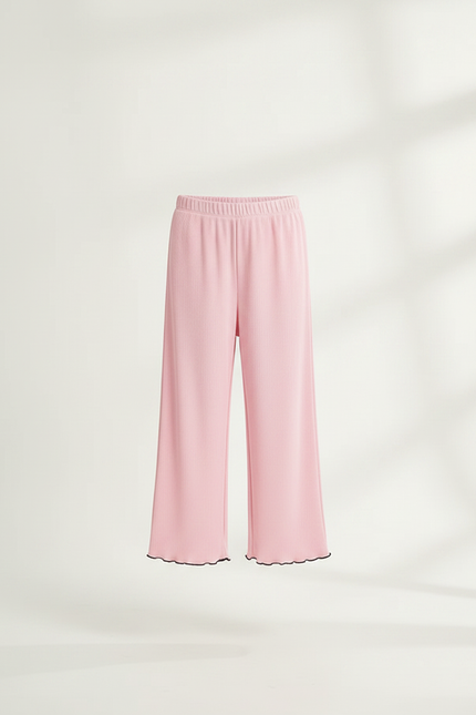 Pantalon Jupe Rose Côtelé Ondulé Ample Fille - Maille - vue 3