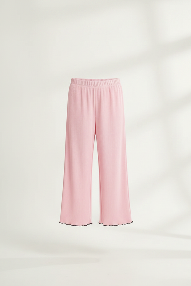 Pantalon Jupe Rose Côtelé Ondulé Ample Fille - Maille - vue 3