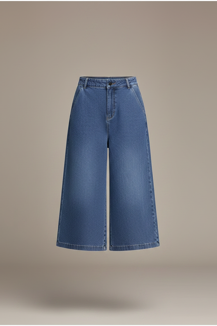 Pantalon Jupe Denim Bleu Mi-long Boutonné Décontracté - Jean - vue 3