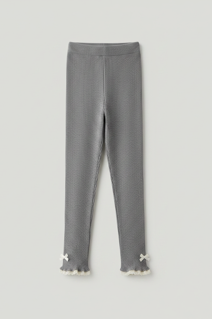 Pantalon Jupe Gris Tulle Superposé Dentelle Fille - Maille - vue 3