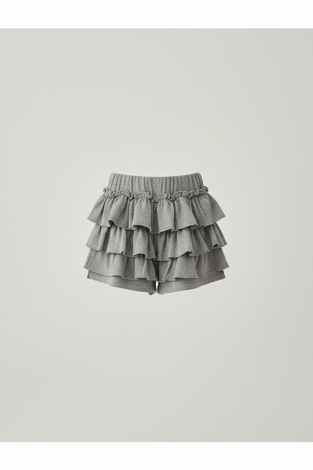 Pantalon Jupe Gris Volants Fille Confortable Décontracté Doux - Molleton - vue 3