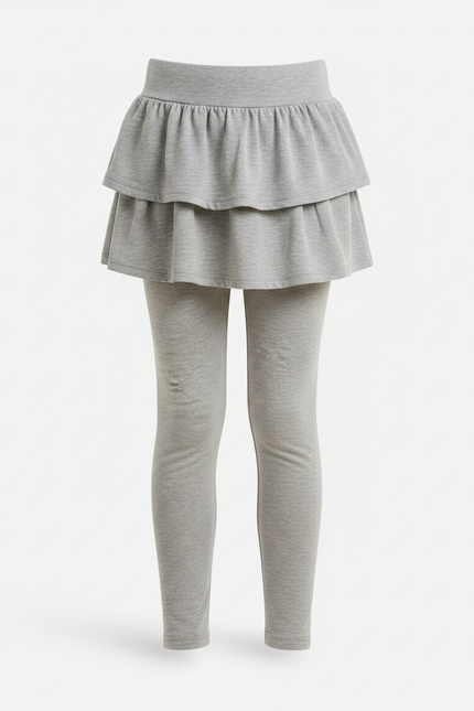 Pantalon Jupe Gris Volants Superposés Confortable Enfant - Molleton - vue 3