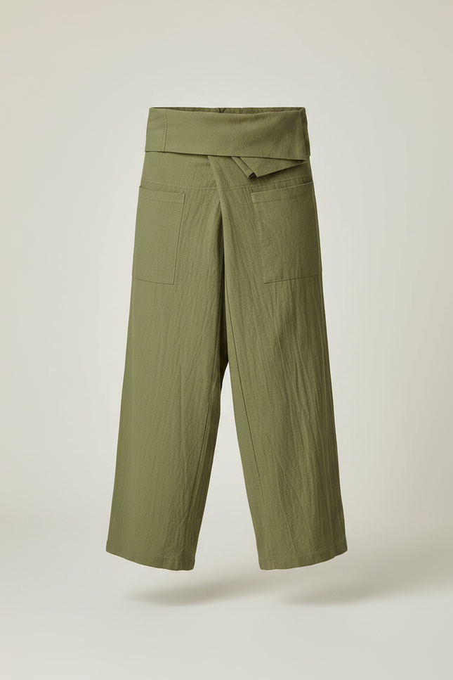 Pantalon Jupe Vert Olive Coton Ample Décontracté Homme - Kaki - vue 3