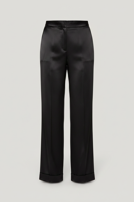 Pantalon Jupe Noir Satin Fluide Large Élégant - vue 3