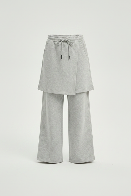Pantalon Jupe Gris Ample Décontracté Sportif Enfant - Molleton - vue 3