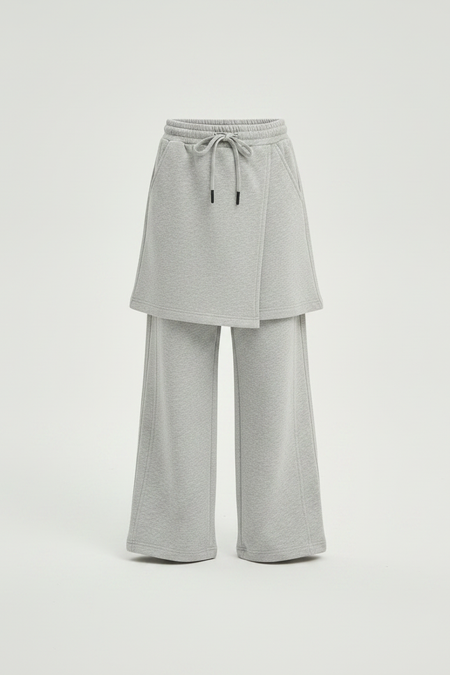 Pantalon Jupe Gris Ample Décontracté Sportif Enfant - Molleton - vue 3