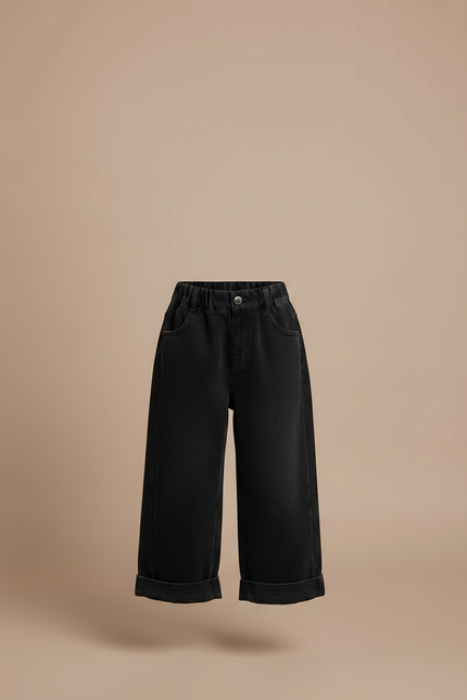 Pantalon Jupe Culotte Jean - Noir - vue 3