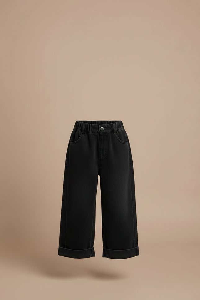 Pantalon Jupe Culotte Jean - Noir - vue 3