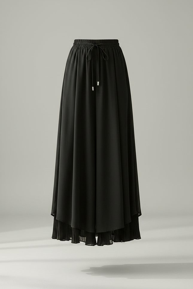 Jupe Pantalon Fluide Grande Taille - Noir Polyester - vue 3