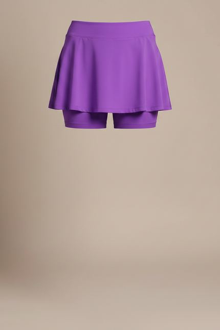 Pantalon Jupe Violet Évasé Fluide Court Intégré - Polyester - vue 3