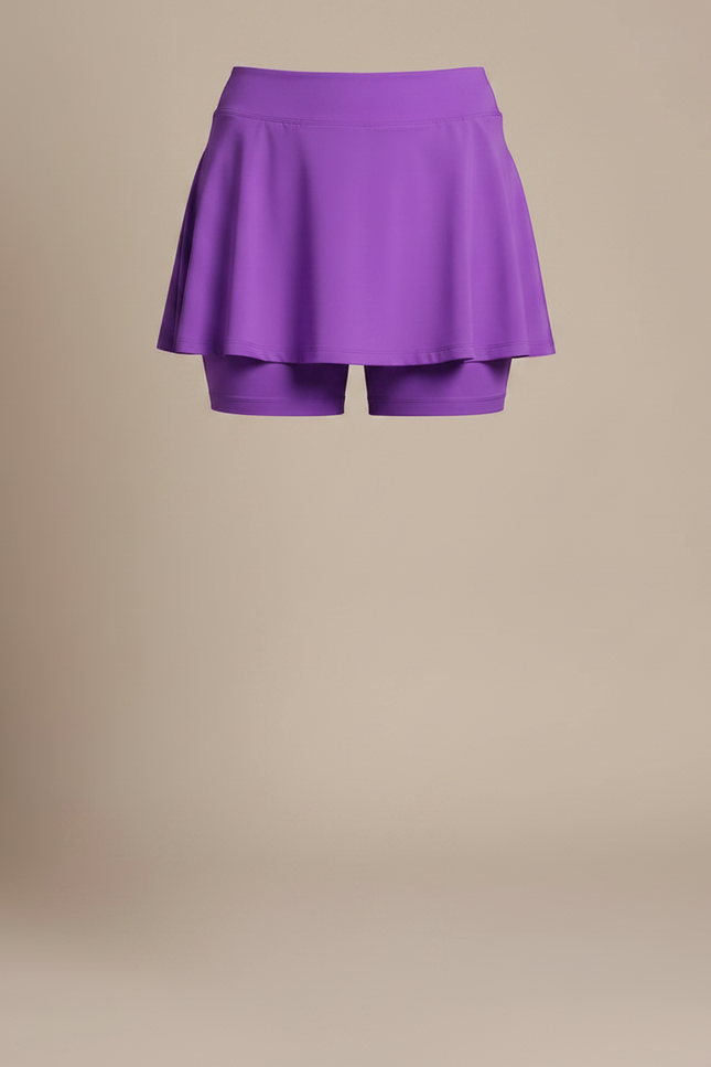 Pantalon Jupe Violet Évasé Fluide Court Intégré - Polyester - vue 3