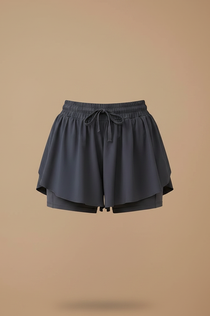 Pantalon Jupe Gris Plissé Fluide Sportif Intégré - Polyester - vue 3