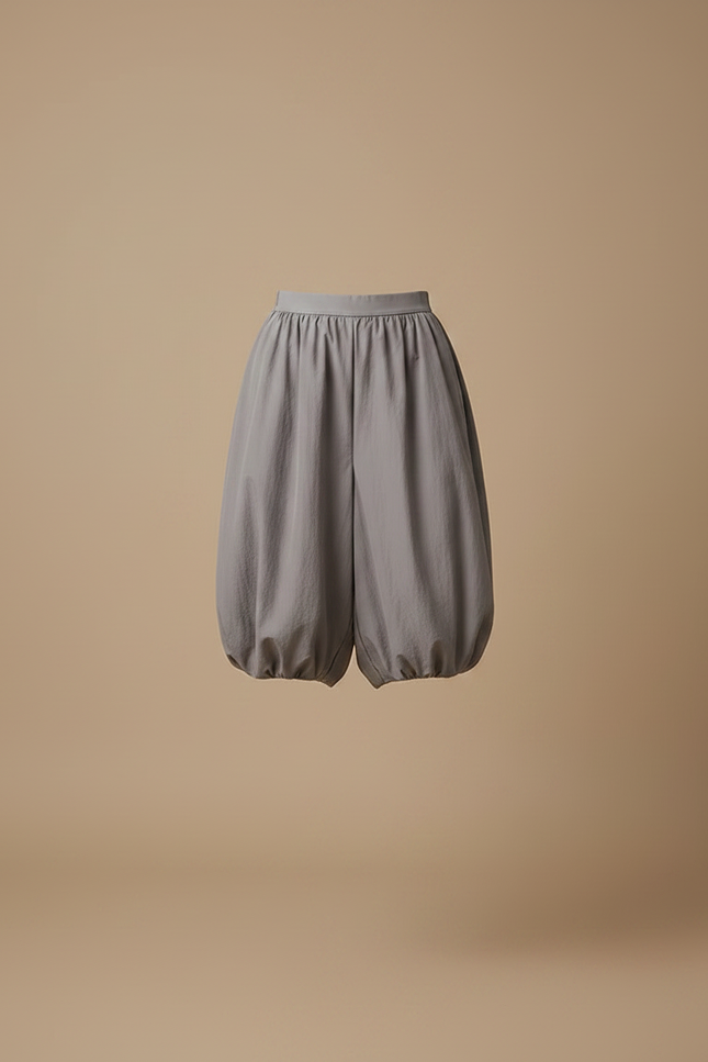 Pantalon Jupe Gris Ample Ballon Fluide Femme - Polyester - vue 3