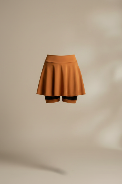 Pantalon Jupe Marron Évasé Mini Décontracté Fluide - Viscose - vue 3