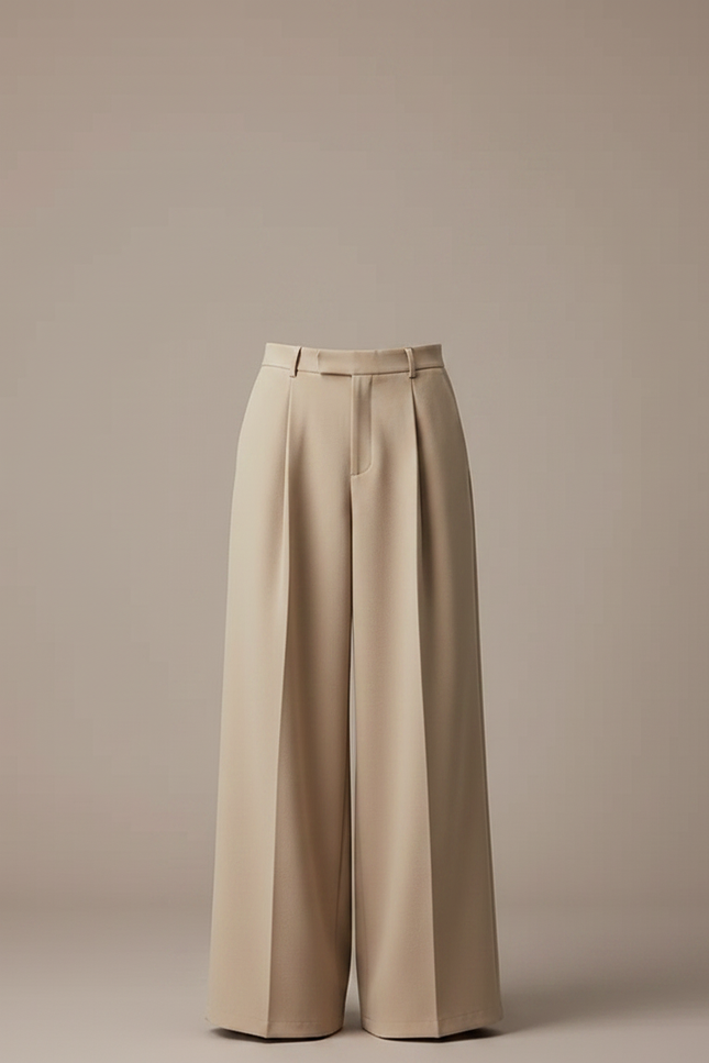 Pantalon Jupe Beige Plissé Ample Décontracté - Gabardine - vue 3
