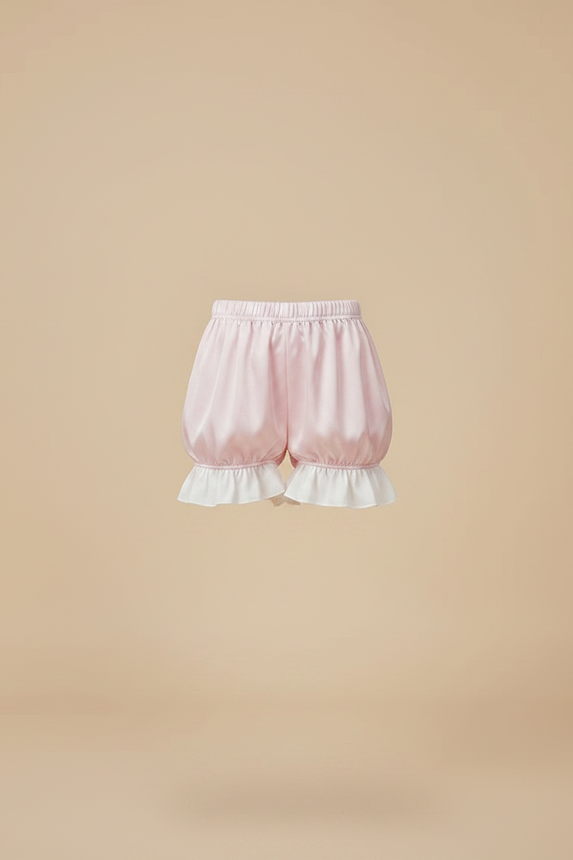 Pantalon Jupe Rose Satin Volants Bouffant Court - vue 3