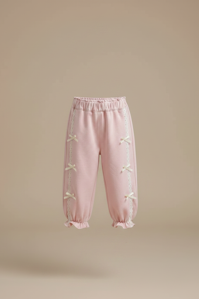 Pantalon Jupe Rose Volants Nœuds Décontracté Fille - Molleton - vue 3