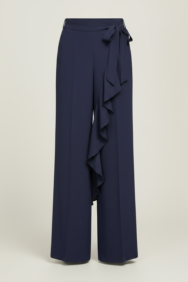 Pantalon Jupe Bleu Marine Fluide Volants Élégant Longue - Viscose - vue 3