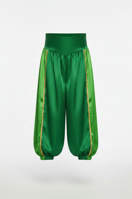 Pantalon Jupe Vert Satiné Drapé Doré Enfant - vue 3