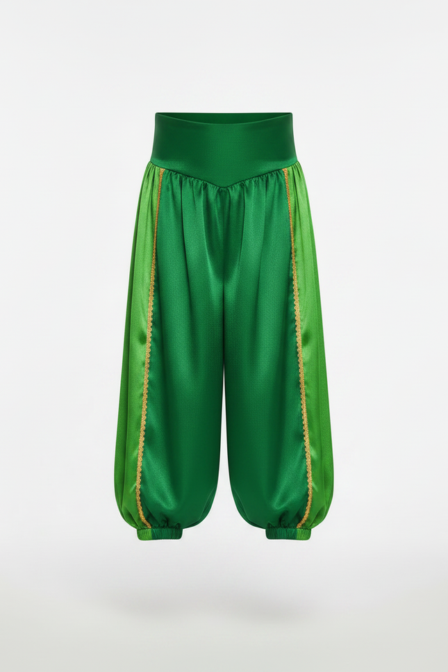 Pantalon Jupe Vert Satiné Drapé Doré Enfant - vue 3