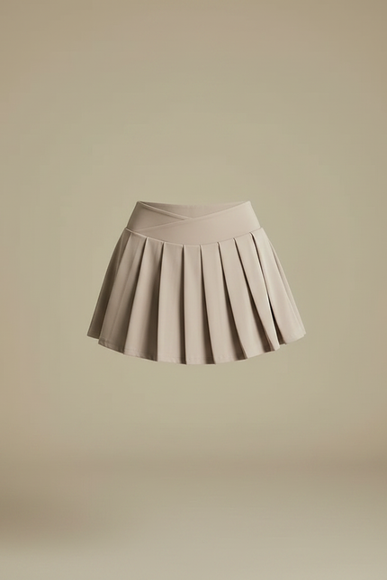 Pantalon Jupe Plissé Taille Haute Gris Sportif Intégré - Polyester - vue 3