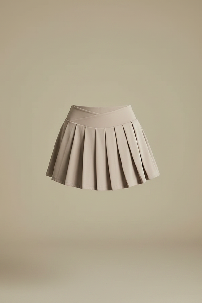 Pantalon Jupe Plissé Taille Haute Gris Sportif Intégré - Polyester - vue 3
