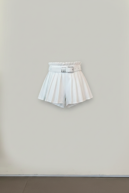 Pantalon Jupe Blanc Plissé Taille Haute Fille - Polyester - vue 3