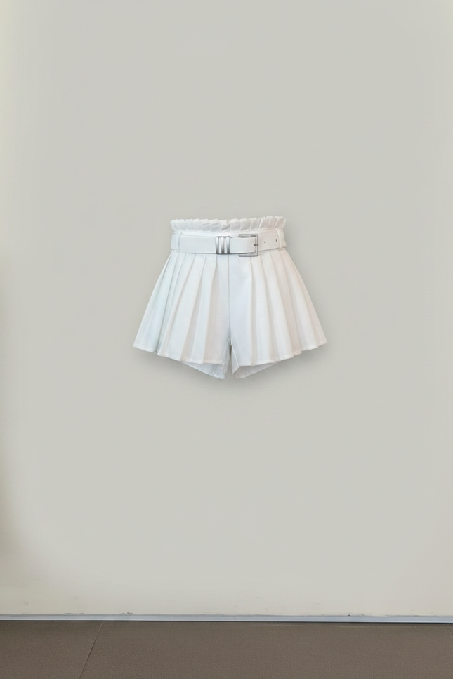 Pantalon Jupe Blanc Plissé Taille Haute Fille - Polyester - vue 3