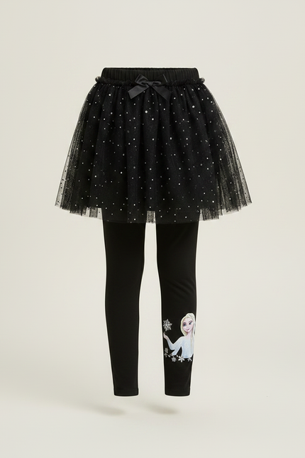 Pantalon Jupe Noir Tulle Pailleté Elsa Fille - Maille - vue 3