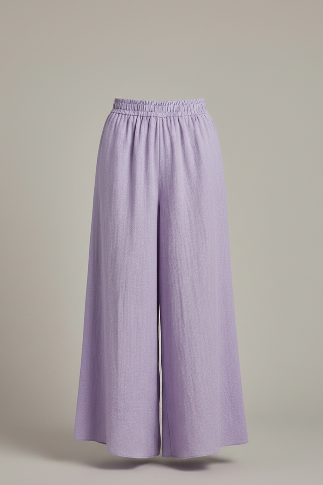 Pantalon Jupe Ample Lin Violet Fluide Femme - vue 3