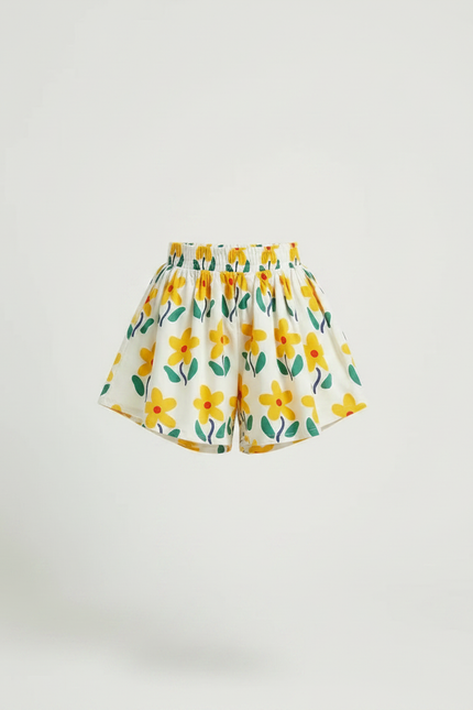 Pantalon Jupe Blanc Fleurs Plissé Ample Enfant - Coton - vue 3