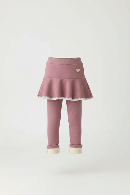 Pantalon Jupe Rose Volants Doux Cœurs Intégré Fille - Molleton - vue 3