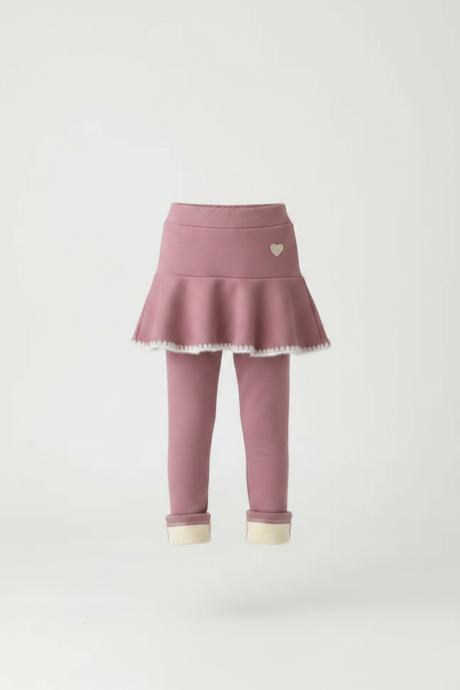 Pantalon Jupe Rose Volants Doux Cœurs Intégré Fille - Molleton - vue 3