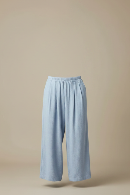 Pantalon Jupe Bleu Ciel Ample Plissé Fluide Homme - Lin - vue 3