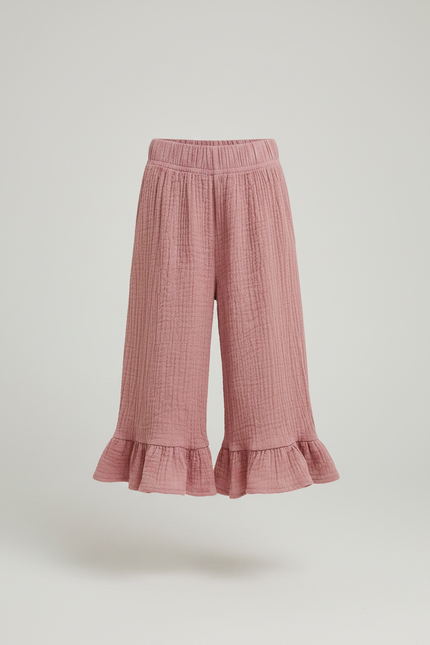 Pantalon Jupe Rose Volants Coton Respirant Fille - vue 3