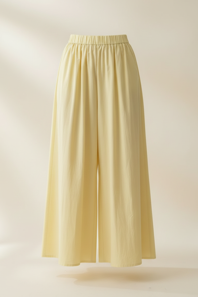 Pantalon Jupe Jaune Ample Fluide Longue Élastique - Coton - vue 3