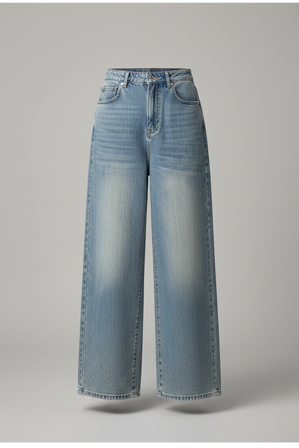 Pantalon Jupe Blanc Superposé Tulle Ample Denim - Bleu Jean - vue 3