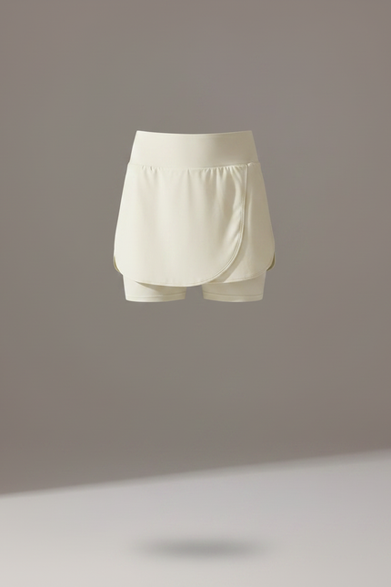 Pantalon Jupe Crème Superposé Moulant Sportif Léger - Beige Polyester - vue 3