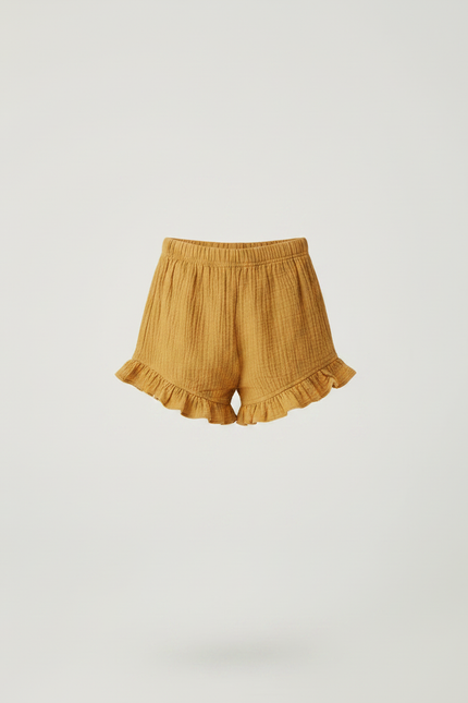 Pantalon Jupe Moutarde Volants Plissé Ample Enfant - Jaune Coton - vue 3
